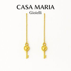 Lacrime di Chiave Drop Earrings 18K Hollow Yellow Gold Fine Drop Earrings